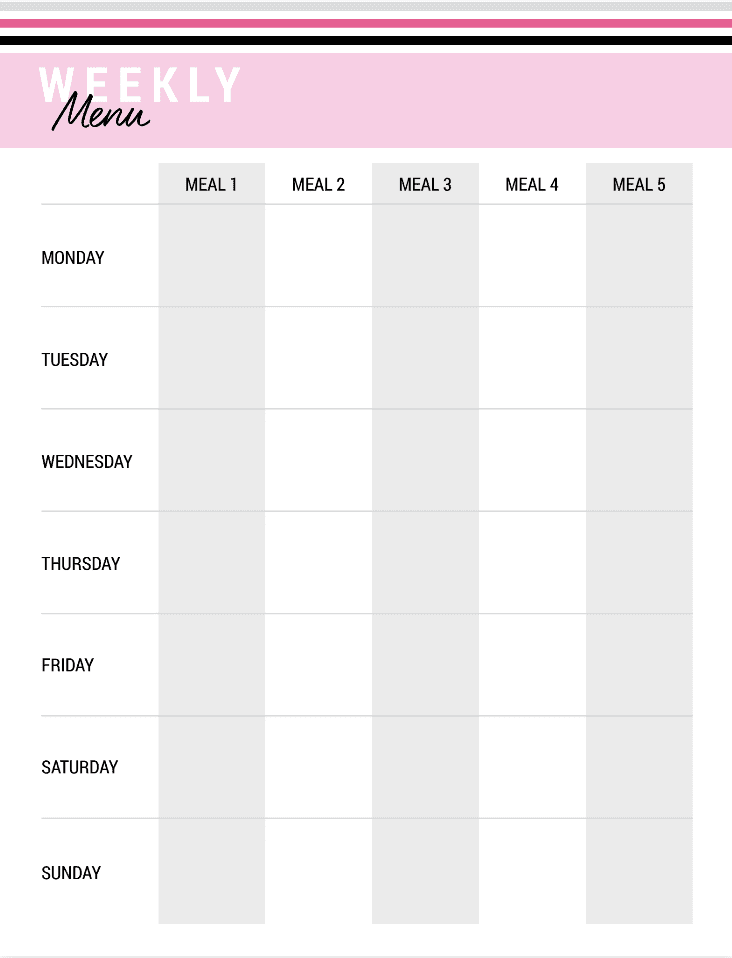 monthly meal planner template