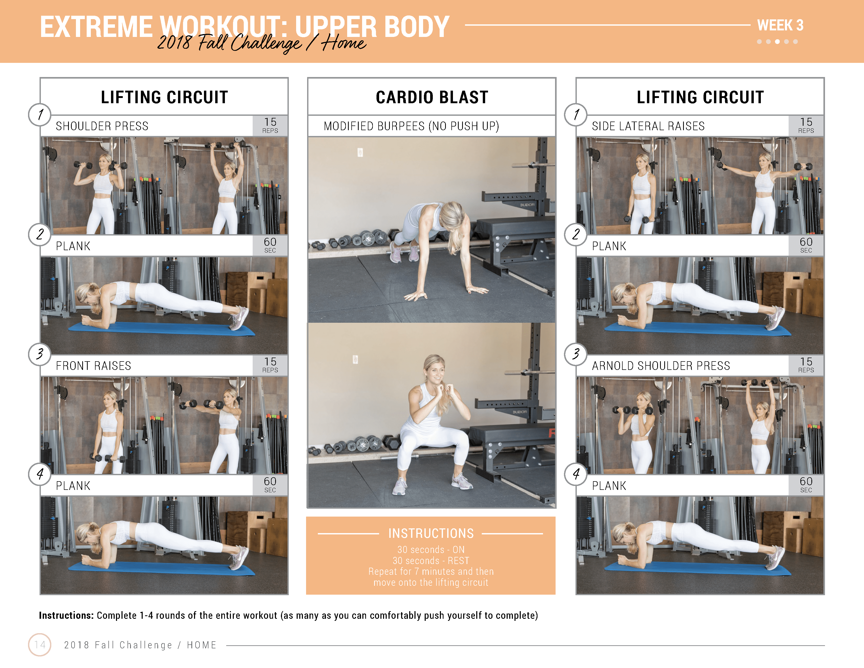 at home woman's workout upper body circuit