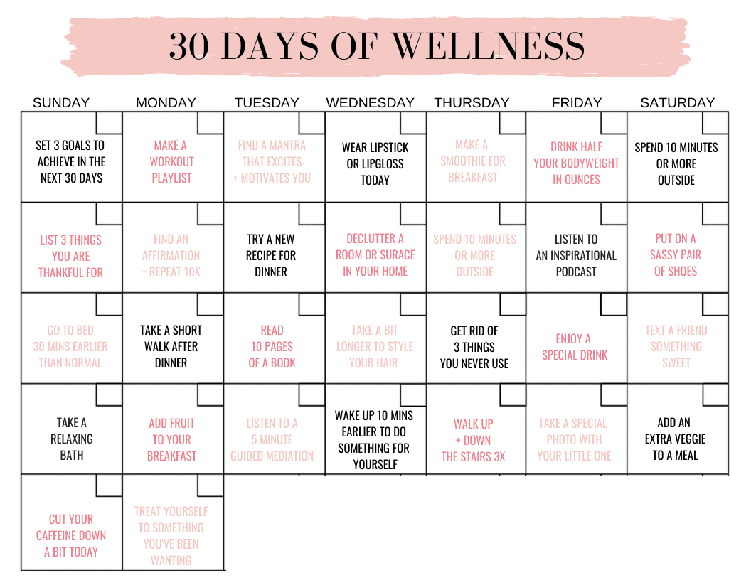 30 Days of Wellness Workout Accountability for Moms