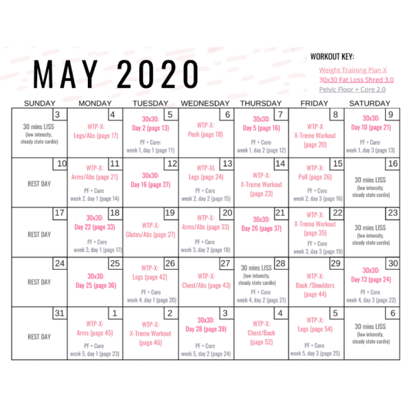 May 2020 Calendar Workout Plan Bundle - Lauren Gleisberg