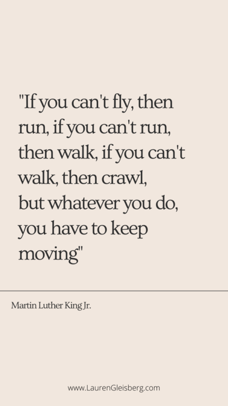 If you can't fly, then run, if you can't run, then walk, if you can't walk, then crawl, but whatever you do, you have to keep moving. -Martin Luther King Jr. 